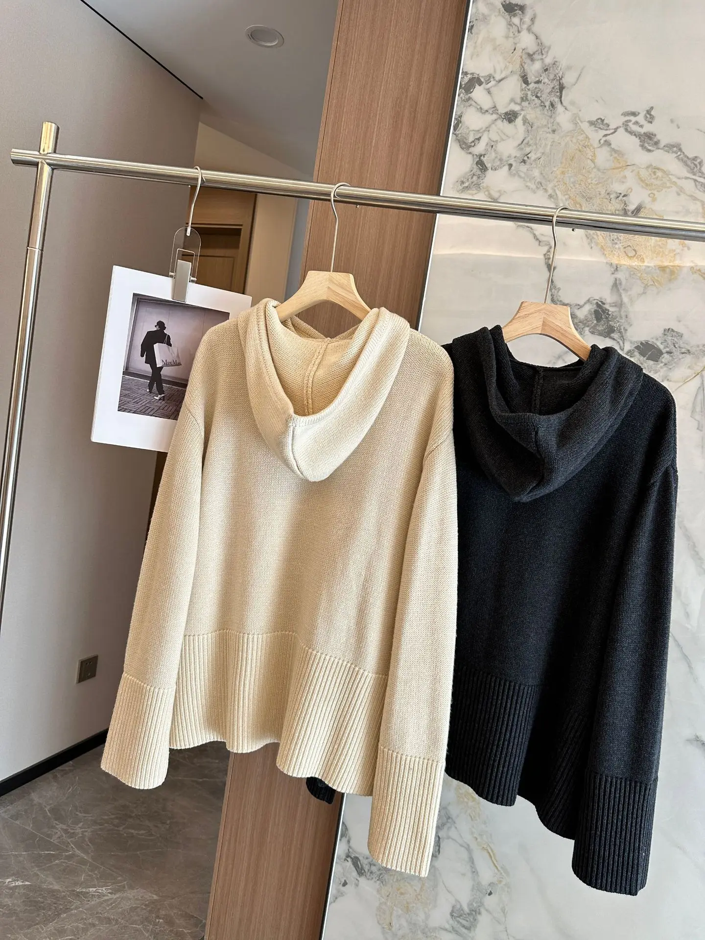 Nordic Style Thick Hooded Women Sweater for Autumn Winter Lady Pullover Wool Knitted Casual Loose Long Sleeve Sweater Tops