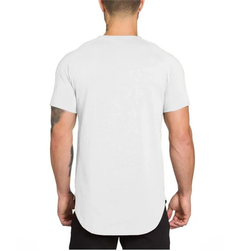 Summer Men Short Sleeve Cotton Breathable Crew Neck Gym Workout Muscle Slim Fit Fitness Bodybuilding Casual Pumping Iron -shirt