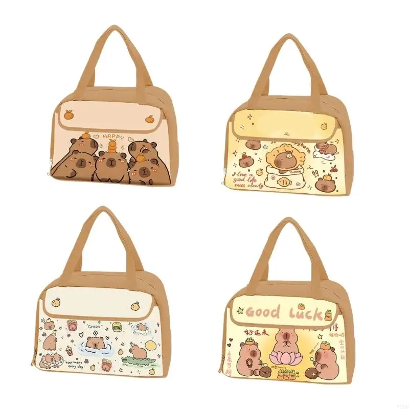 

77HE Thermal Lunch Bag Cartoon Animal Design Waterproof Insulated Bag Student Friendly