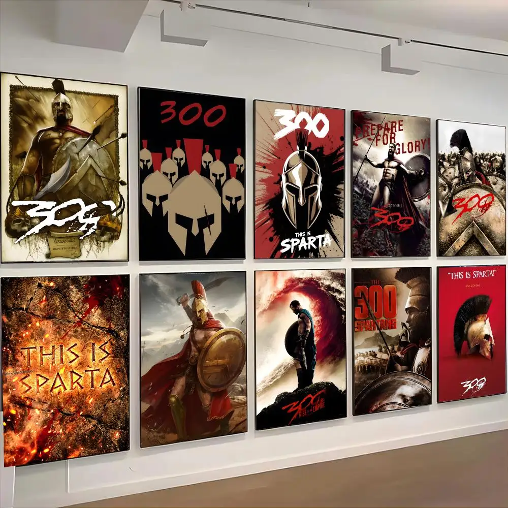 300 Sparta warrior wall art Poster Advanced Aesthetic Self-adhesive Printing Paper Wall Art for Living Room Home Decor