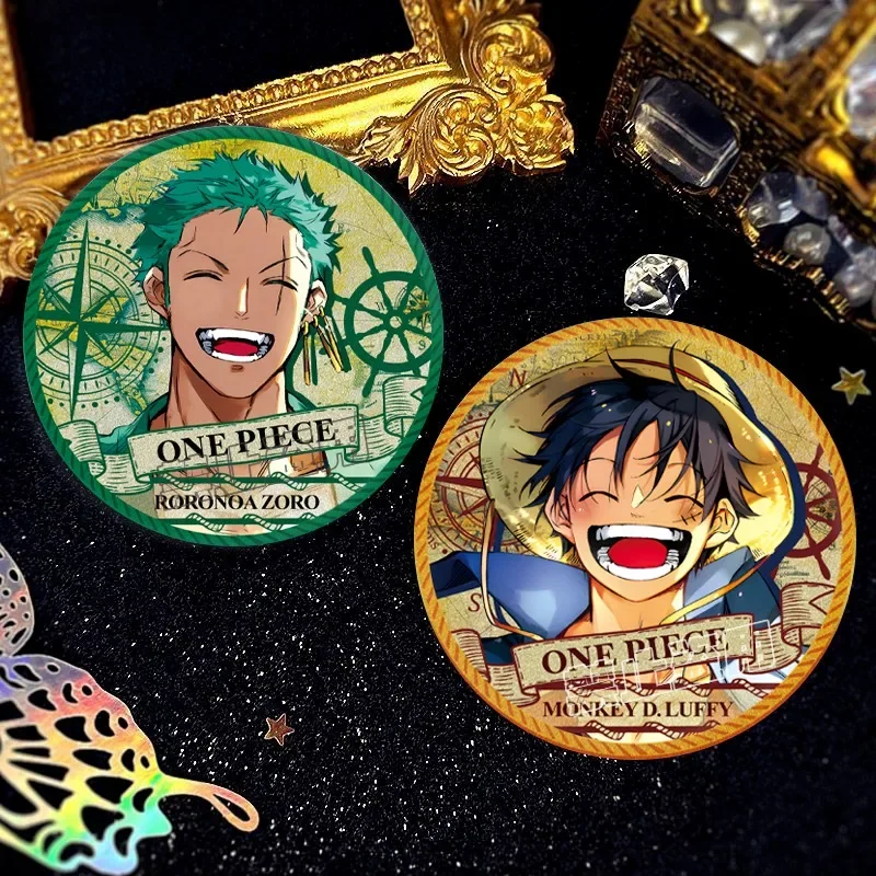 One Piece Luffy Zoro Double Flash Metal Badge Student Clothes Backpack Pencil Case Collection Display Decorative Brooch