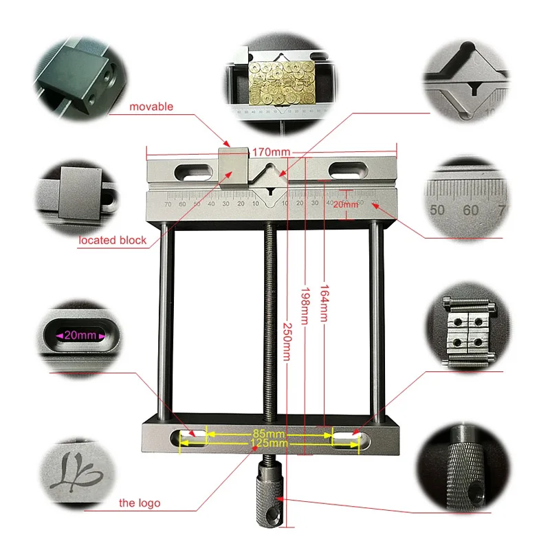 LY CNC Vise CNC Engraving Machine Parallel-jaw Vice Precision Flat Tongs Special Vise for Brand Carved and Hollowing Out Relief