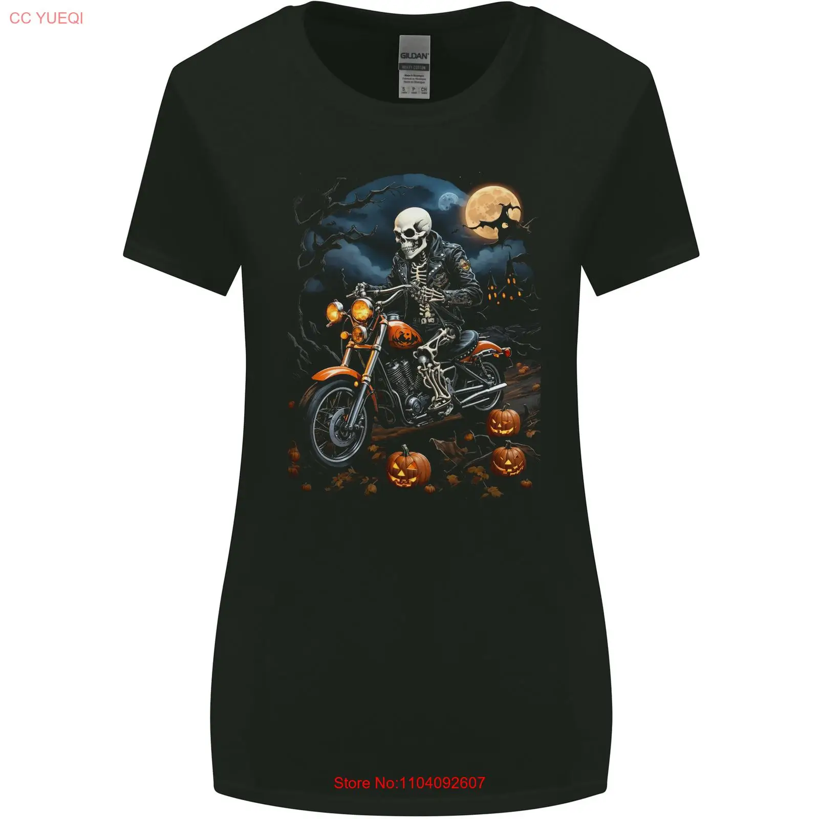 

Skull Biker Motorcycle Motorbike Grim Reaper 27 Womens Wider Cut T-Shirt