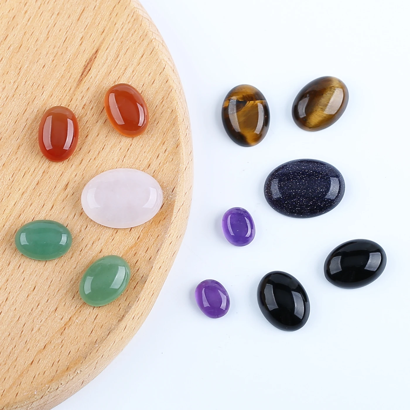 5PCS Natural Stone Oval Cabochon Lot, Gemstone Flackback Cabochon, Loose Gemstone for Jewelry Making,Customized Size