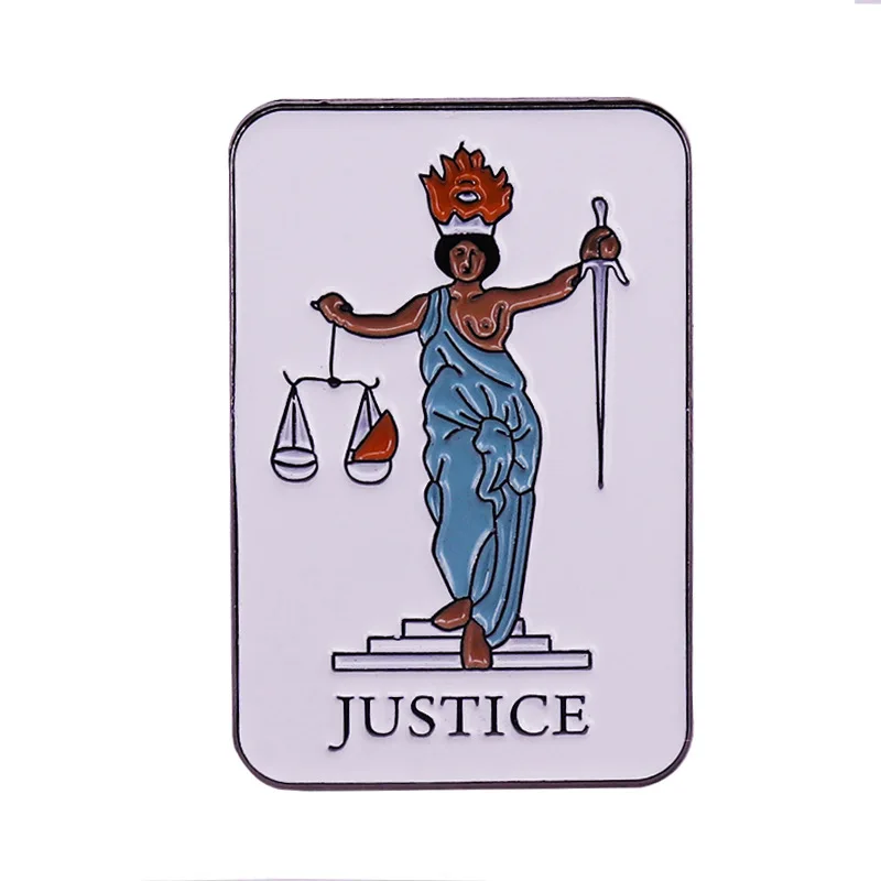 Broche en métal émaillé à thème Justice, esthétique unique, épinglette créative pour sac à dos, vêtements, bijou décoratif, cadeau