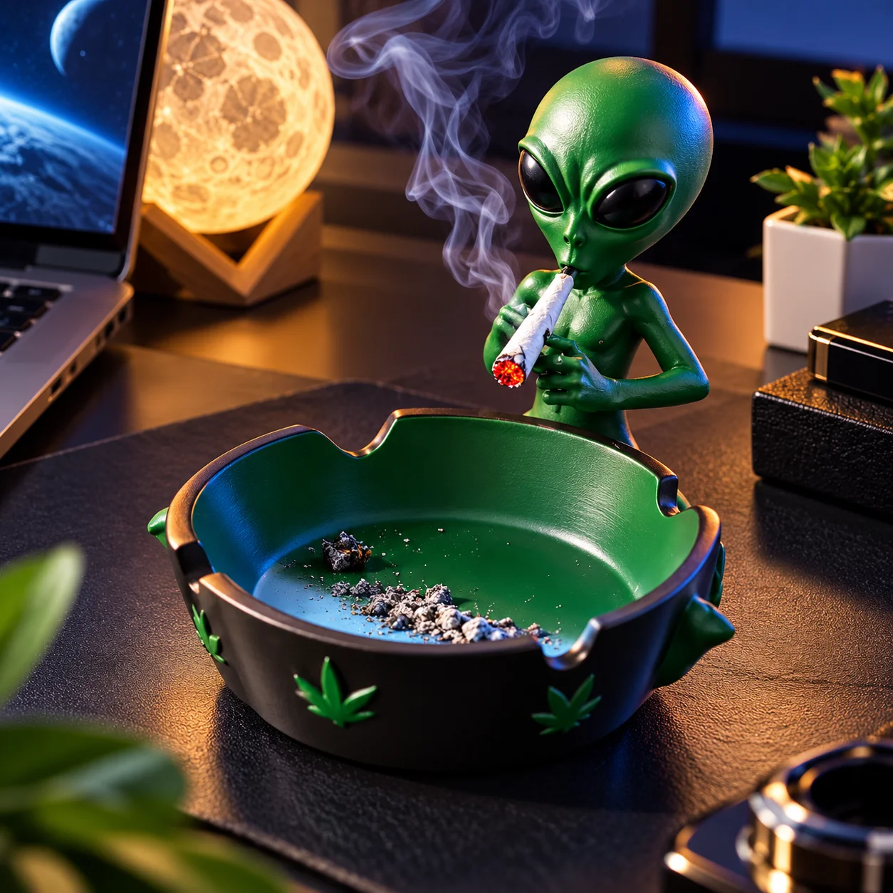 Alien Ashtray Novelty Desktop Decor Creative Alien Figurine Tabletop Ornament Home Office Bar Decoration Gift
