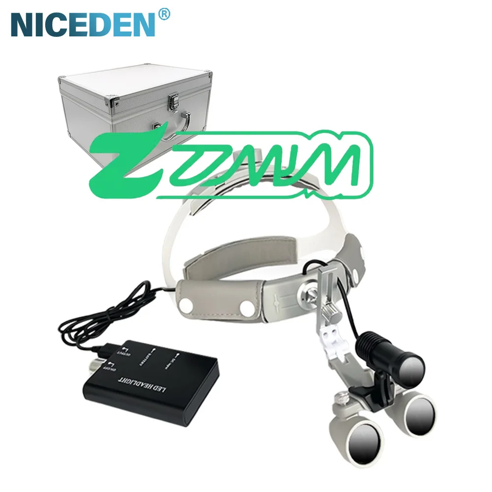 5W den tal Faro LED quirúrgico Diadema Lupas binoculares Punto de brillo Faro ajustable 2.5X 3.5X
