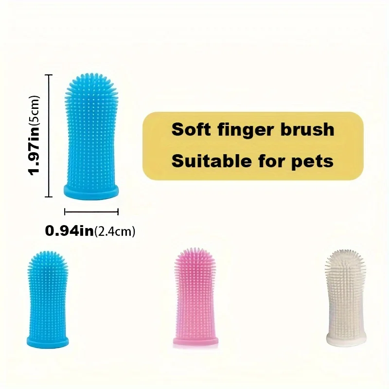 Pet Soft Rubber Toothbrush Cleans Teeth Oral Cleaning Cat and Dog Finger Toothbrush Anti-Cavity Tool (Random Color) - Detail 1