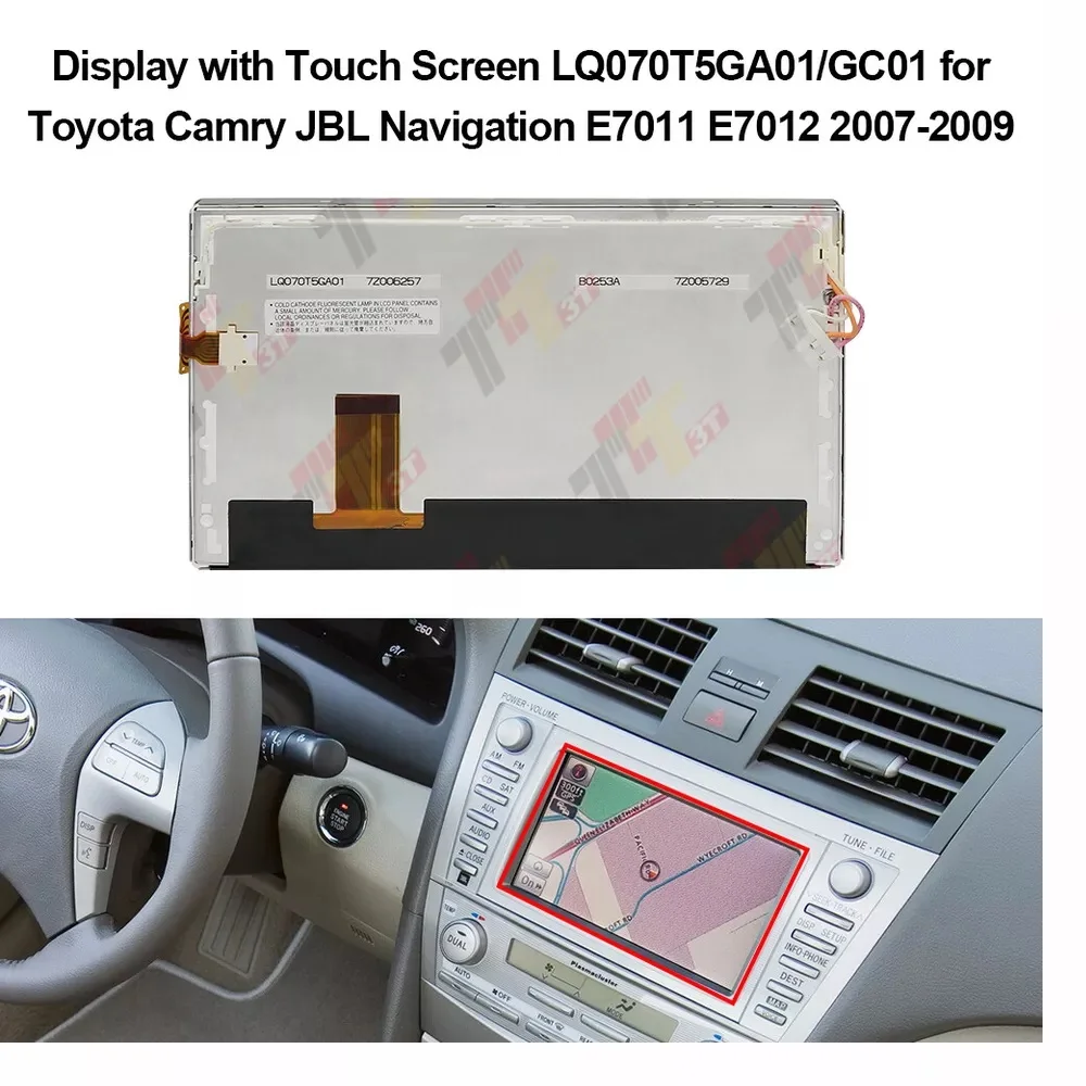 Navigation LCD Display with Touch Screen for Toyota Camry 2007-2009 JBL E7011 E7012 Navi LQ070T5GA01/GC01