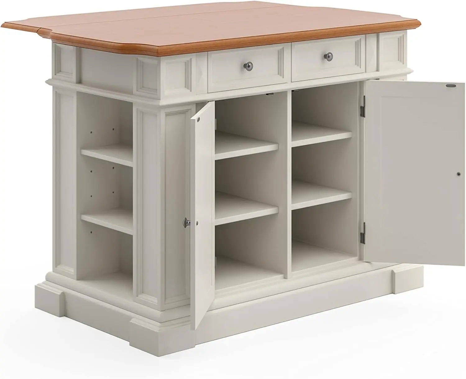 Kitchen Island with Wood Top and Drop Leaf Breakfast Bar, Storage with Drawers and Adjustable Shelves, 50 I