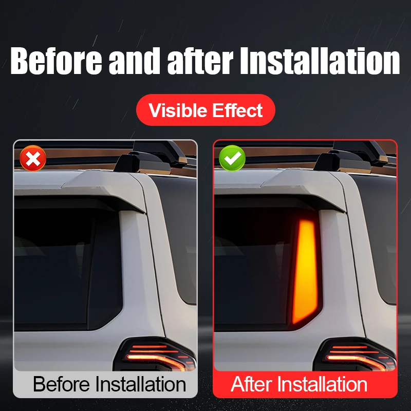 For 2024-2026 Toyota 4runner Tailgate Car Window Two Side Lights Exterior Decoration Upgraded Accessories