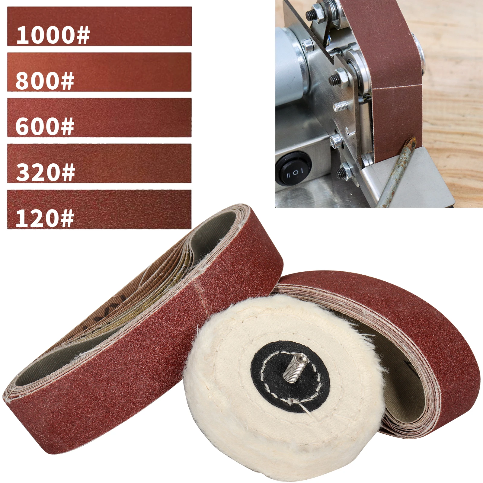 330x30mm Sanding Belts 3'' Polishing Wheel Cloth Buffing Wheel Wood Soft Metal Polishing Sandpaper Abrasive for Belt Sander 