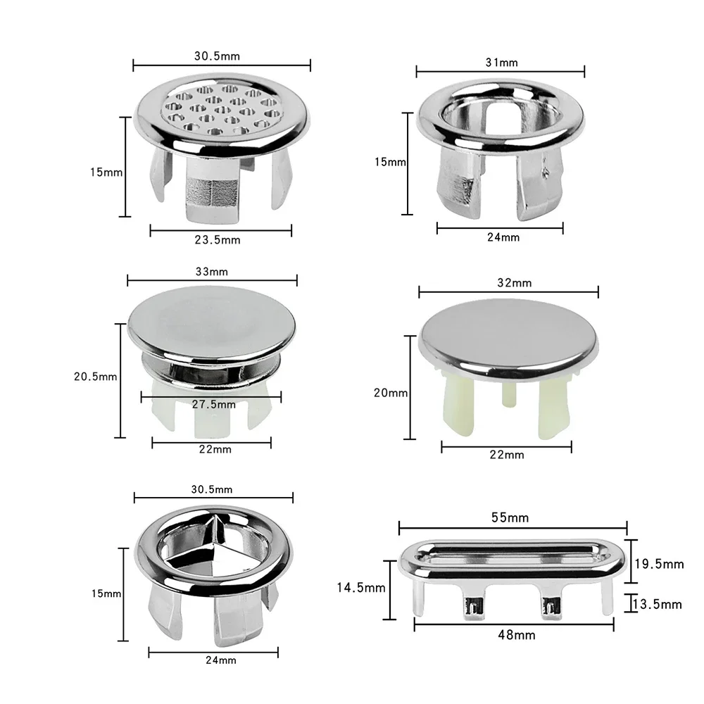 4Pcs Plastic Sink Hole Overflow Cover for Kitchen Bathroom Basin Trim Bath Drain Cap Sink Wash Basin Round Overflow Ring Plug