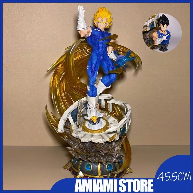 

45.5cm Anime Dragon Ball Action Figure Vegeta IV Super Saiyan LX Big GK Pvc Model Interchangeable Head Decpration Dolls Gift Toy