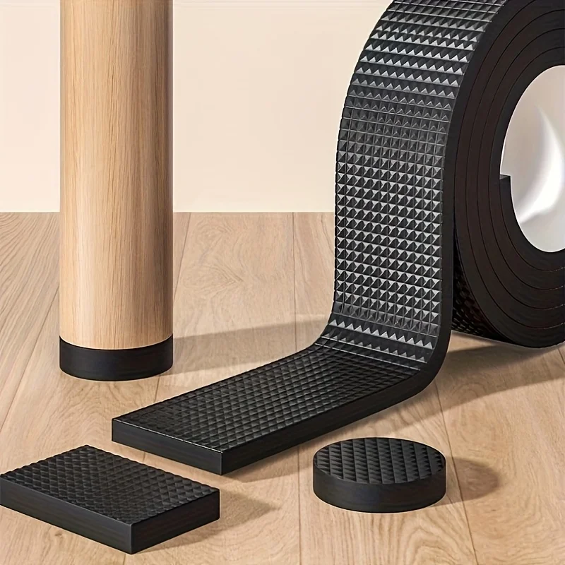 1 rotolo di cuscinetti per mobili muti antiscivolo neri ritagliabili, resistenti all'usura, per sedie da pranzo, gambe del tavolo, protezioni per le gambe delle sedie