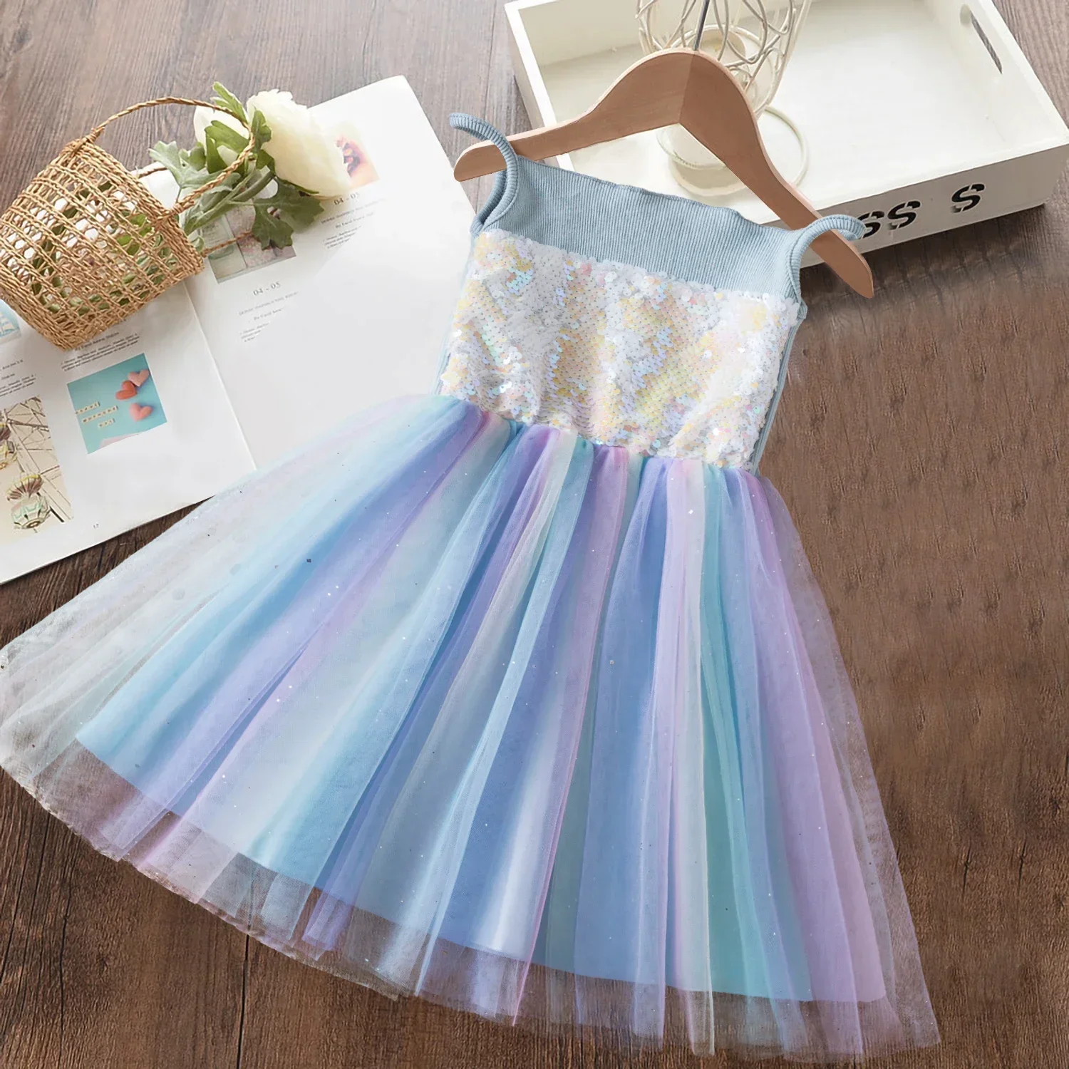 2024 New Summer Dress for Girls Birthday Party Tulle Princess Dress 2-6Y Baby Girls Clothes Children\'s Summer Casual Clothings