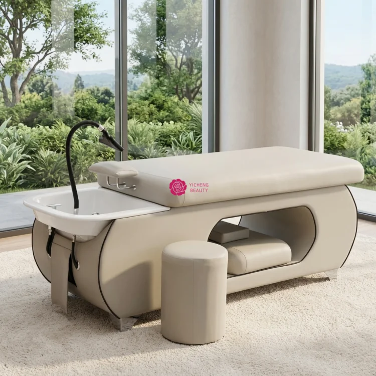Yicheng New Stylish Salon Furniture Full Recline Shampoo Bed Hair Washing & Massage Bed for Beauty Parlor & Hair Salon