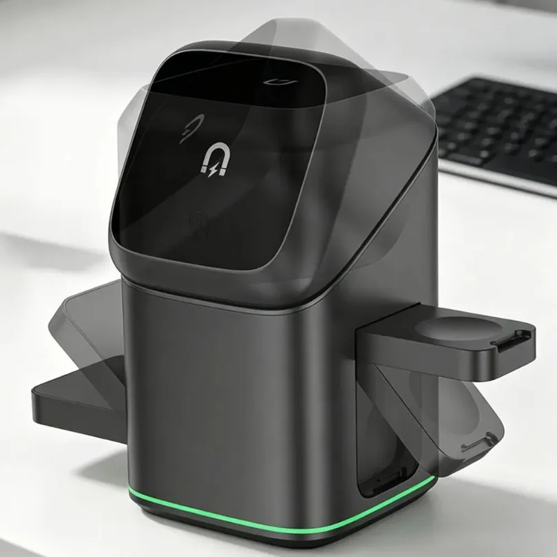 磁気ワイヤレス充電器-180-°-回転式3-in-1急速充電ステーション-iphoneシリーズ、apple-watch-se、airpods-pro-gen-2対応