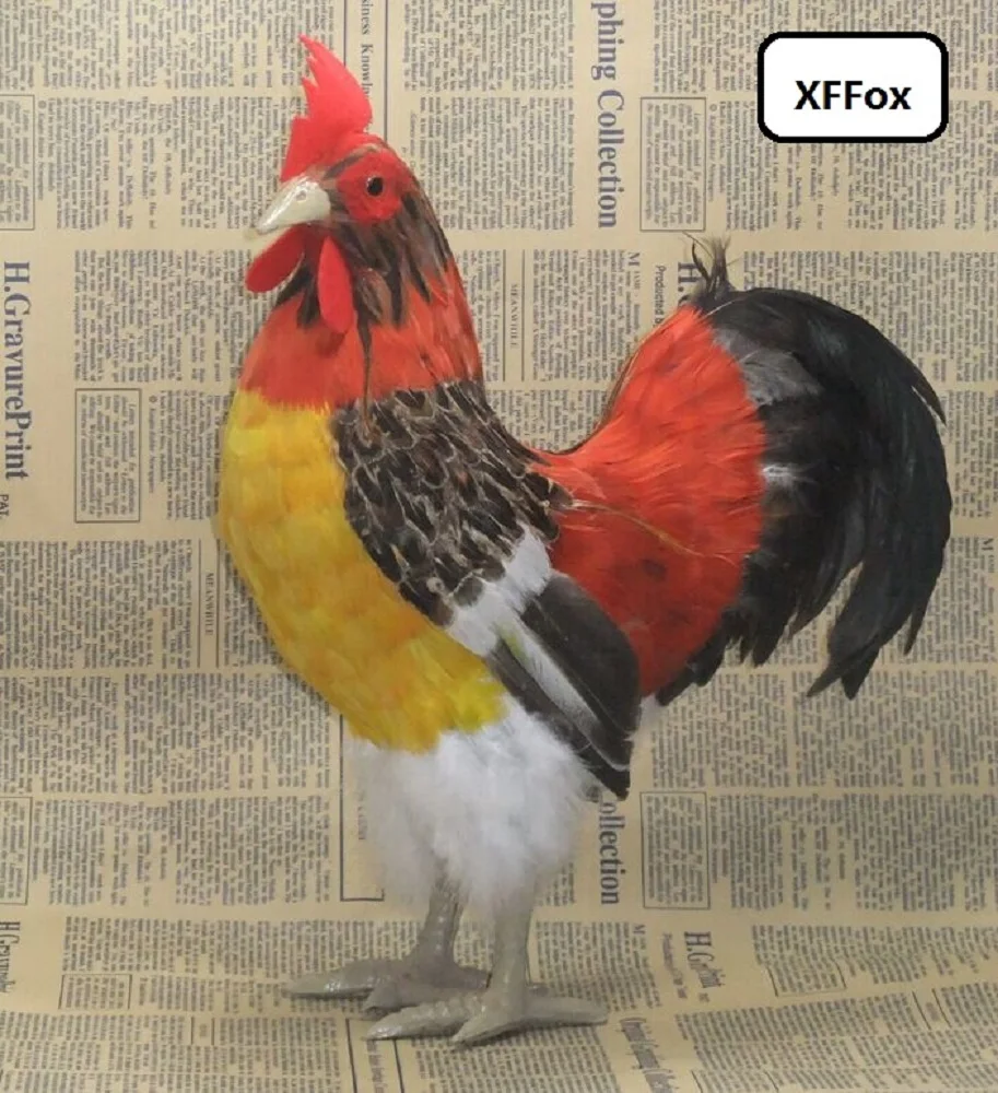 

new simulation yellow cock model plastic&furs real life chicken gift about 34cm xf2064