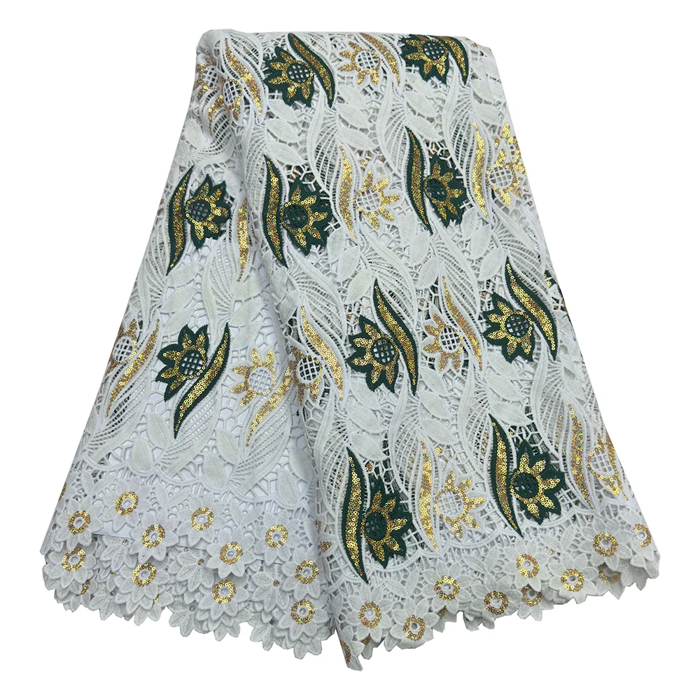 Французский красочный шнур, кружевная ткань, 5 ярдов, женский сетчатый материал для шитья свадебного платья, элегантное водорастворимое шнуровое кружево с блестками