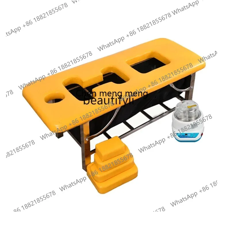 S7486 ss Chinese Medicine Steaming Bed Waterproof Western Leather Stainless Steel Whole Body Aromatherapy Bed for Beauty Salon L