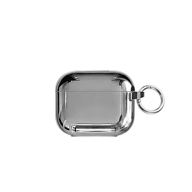 Boîte d'écouteurs en argent galvanisé de luxe pour Apple AirPods, étui, porte-clés, cœur abstrait simple, coque, Pro2, 1, 2, 3