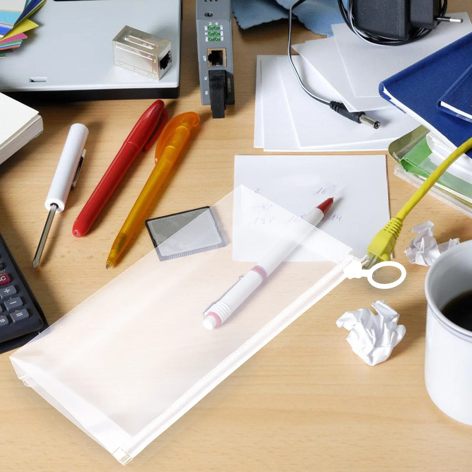 

10Pcs File Bag Compact Pencil Case Large Capacity Pen Organizer Portable Stationery Bag Zipper Design Convenient for Students