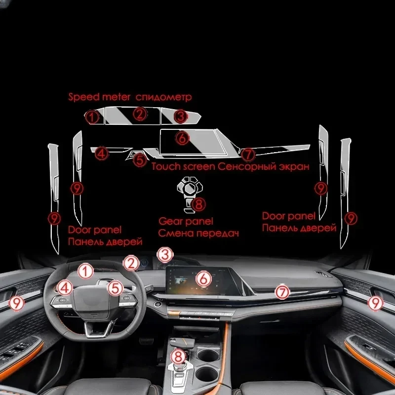 

Tpu Transparent Film for Changan UNIV UNI V Car Interior Protection Sticker Center Control Navigation Gear Door Windows Panel