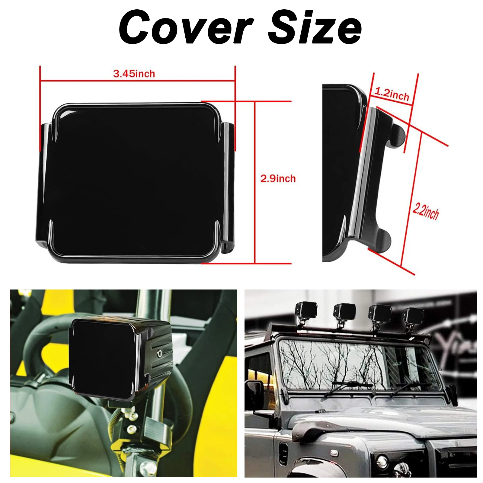 2x 3inch LED Work Light Bar Covers Dust Proof  Protective Amber/Black/Red/Green/Blue/Clear for 3x3\