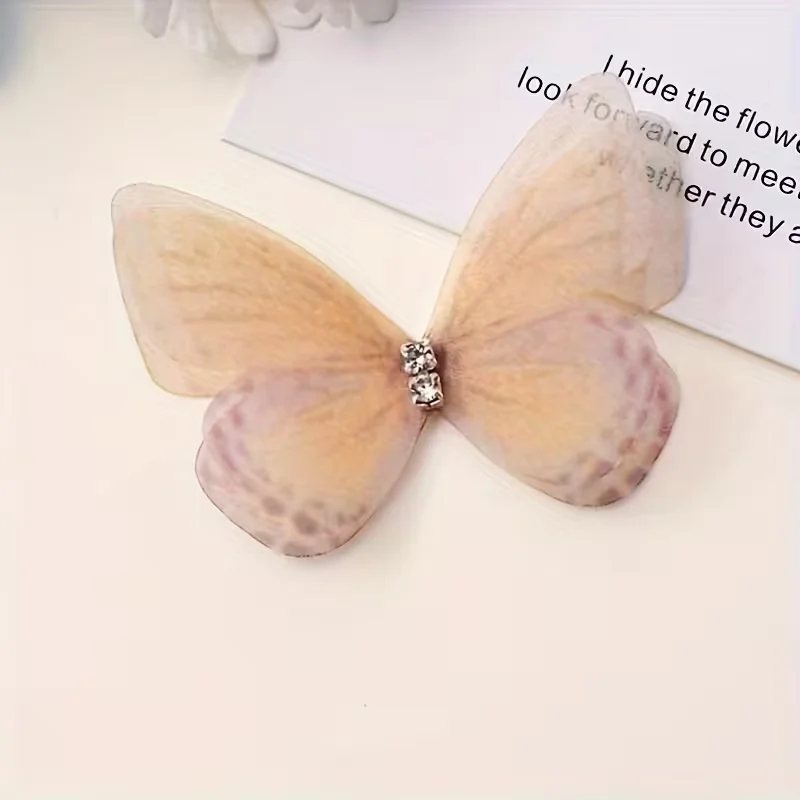 30 Stück hellfarbige, transparente Schmetterlingsdekorationen, 3D-imitierte gewebte Schmetterlinge, DIY-Haarschmuckzubehör – Detail 4