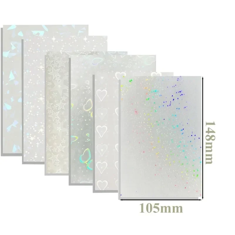 50 Sheets Waterproof Cold Laminating Film Hologram Star Dot Self-adhesive Paper Film DIY Package Card Photo Laminating Film A6