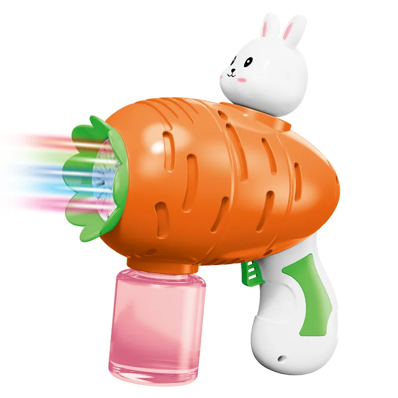 Easter Bunny Carrot Bubble gun 12 holes fully automatic Electric Bubble Gun Bubble Blowing Soap bubble machineKids Easter Gift