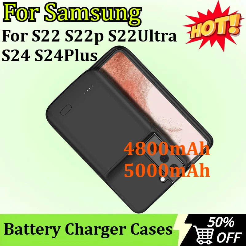 

4800/5000mAh Battery Charger Case Power Bank for Samsung S22 S22p S22Ultra S24 S24Plus Powerbank Mobile Phone Charger Case