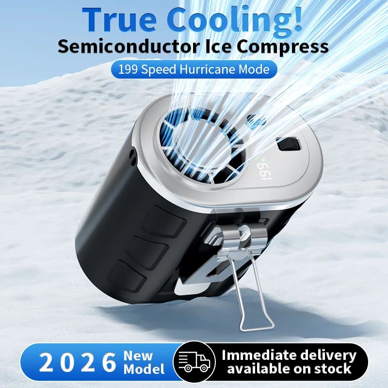 

Q8 Digital Display Foldable Cooling Fan 199-Speed Ice Compress Portable USB Rechargeable Outdoor Cooling Device 4000mAh