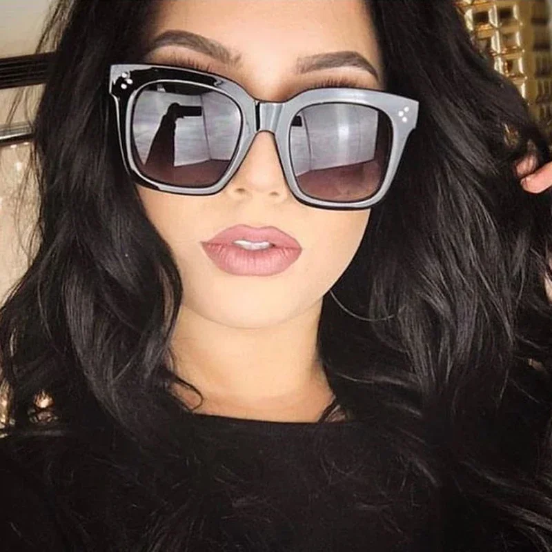 

Модные квадратные солнцезащитные очки большого размера, женские брендовые дизайнерские черные солнцезащитные очки с градиентом в стиле ретро, большая оправа, уличные Óculos De Sol