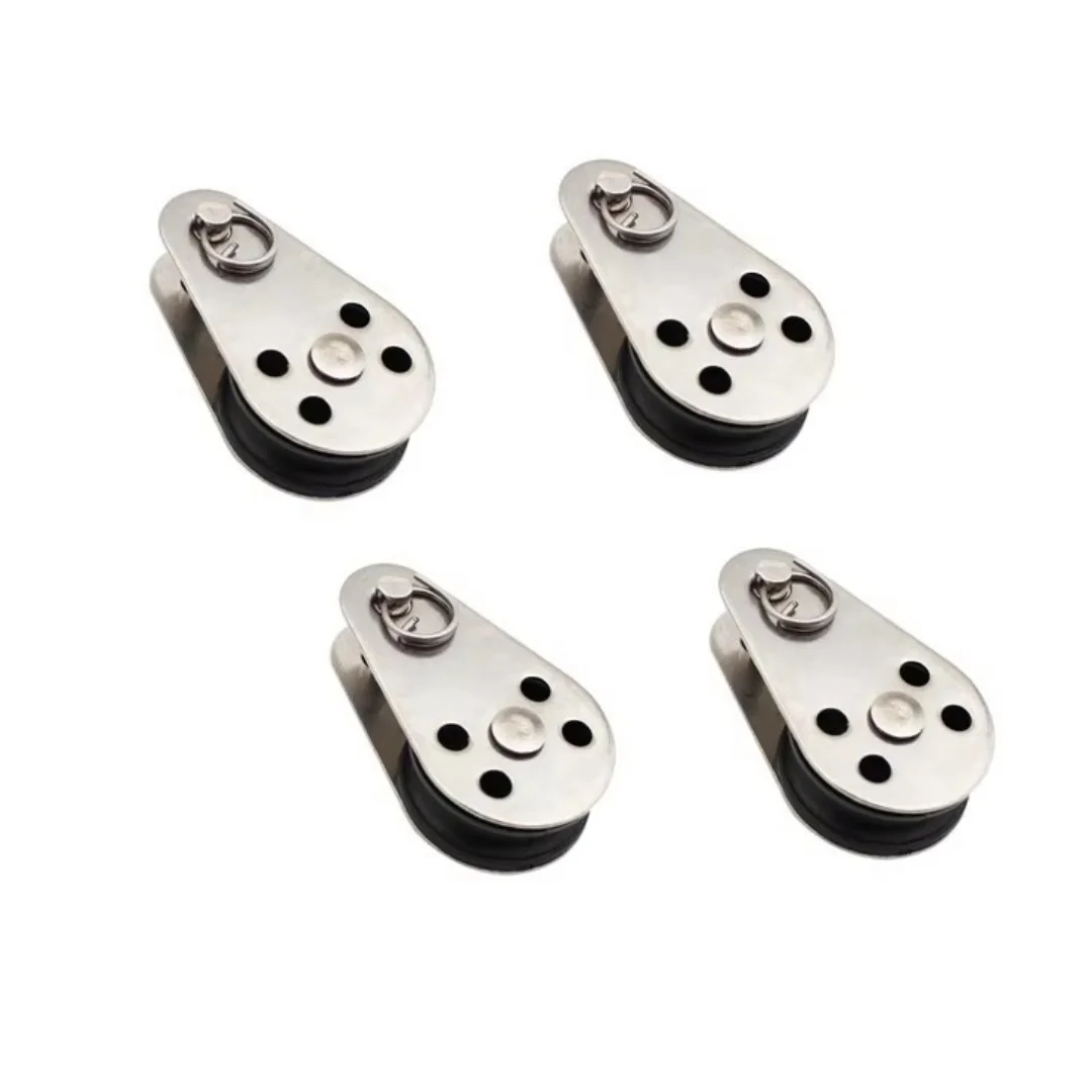 4PCS Stainless Steel M25 Pulley Block Hanging Wire Towing Wheel Lifting Wire Rope Cable Pulley Roller