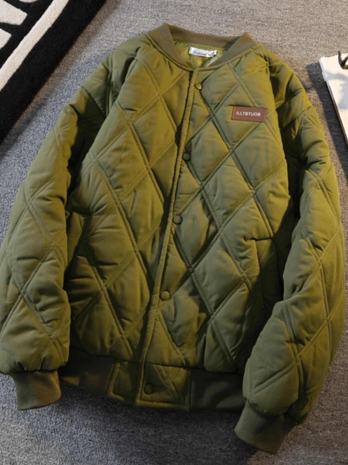 

Хлопковая куртка в стиле ретро с ромбовидной сеткой для мужчин, зимнее однотонное утепленное бейсбольное пальто, американские повседневные модные свободные теплые куртки