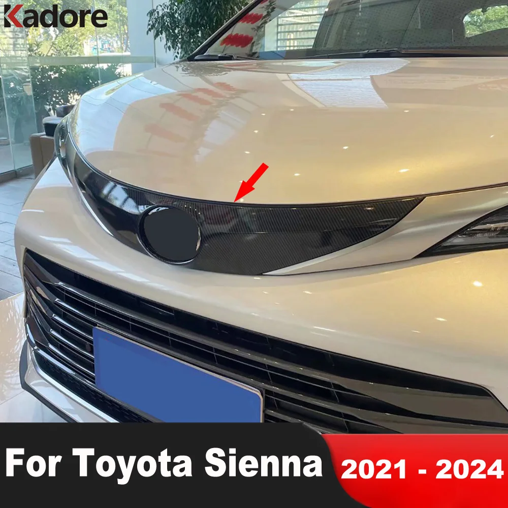 

Передняя крышка капота двигателя отделка для Toyota Sienna 2021 2022 2023 2024, передняя решетка из углеродного волокна, решетки, молдинговая отделка, автомобильные аксессуары