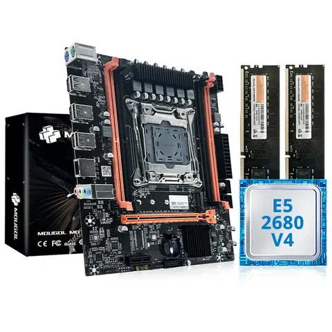 MOUGOL X99 Gaming Motherboard Kit with Intel Xeon E5 2680 V4 & DDR4 8Gx2 2133MHz Dual Channel ECC RAM M.2 NVME for Desktop PC