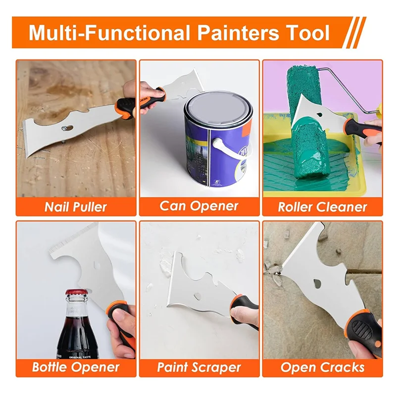 

A96I-Stainless Steel Paint Scraper Tools, Drywall Knife Set For Removing Wallpaper, Repairing Drywall, Applying Putty
