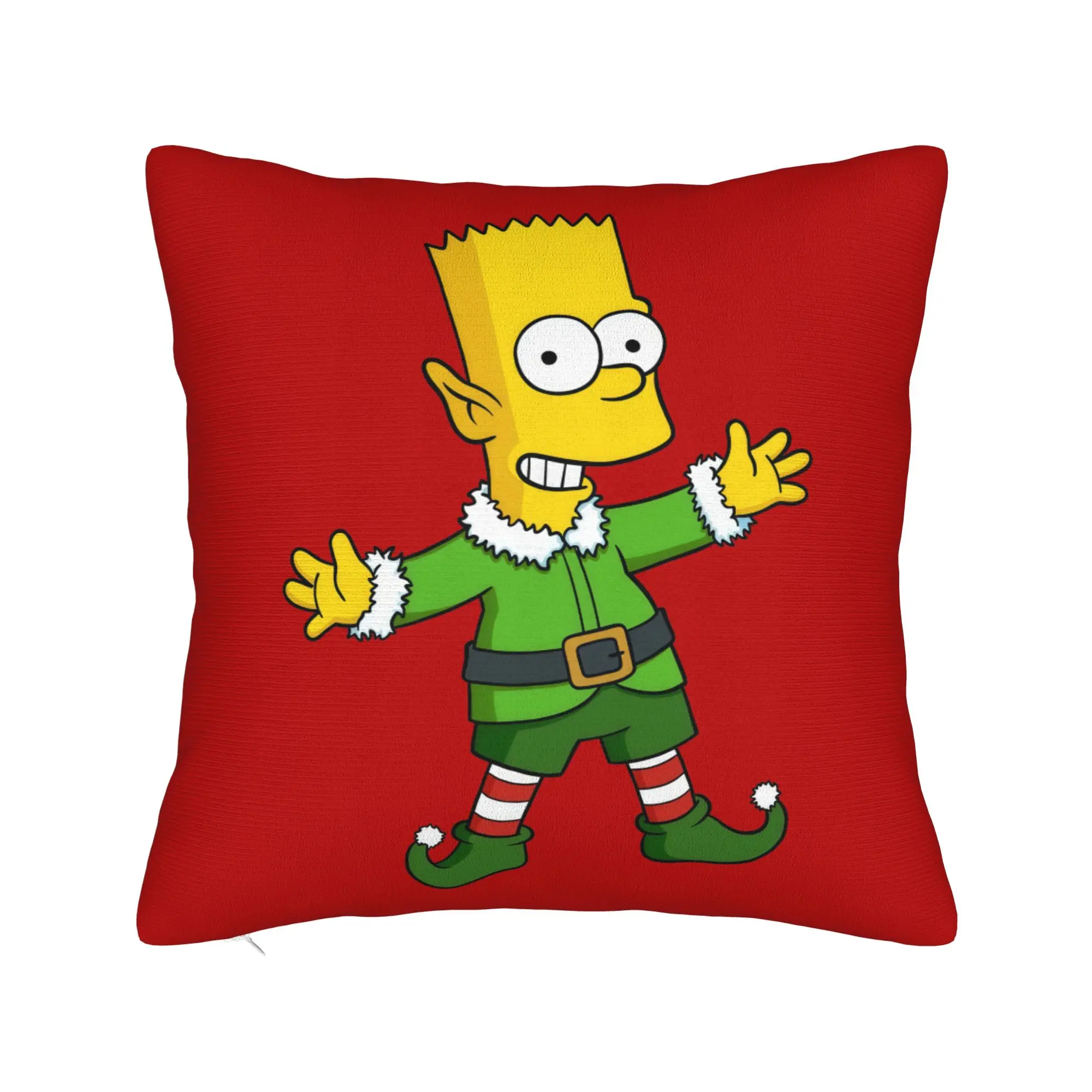 Cartoon S-Simpsons Christmas Pillowcase Printed Polyester Cushion Cover Decorative  Throw Pillow Case Cover Car Square 45X45cm