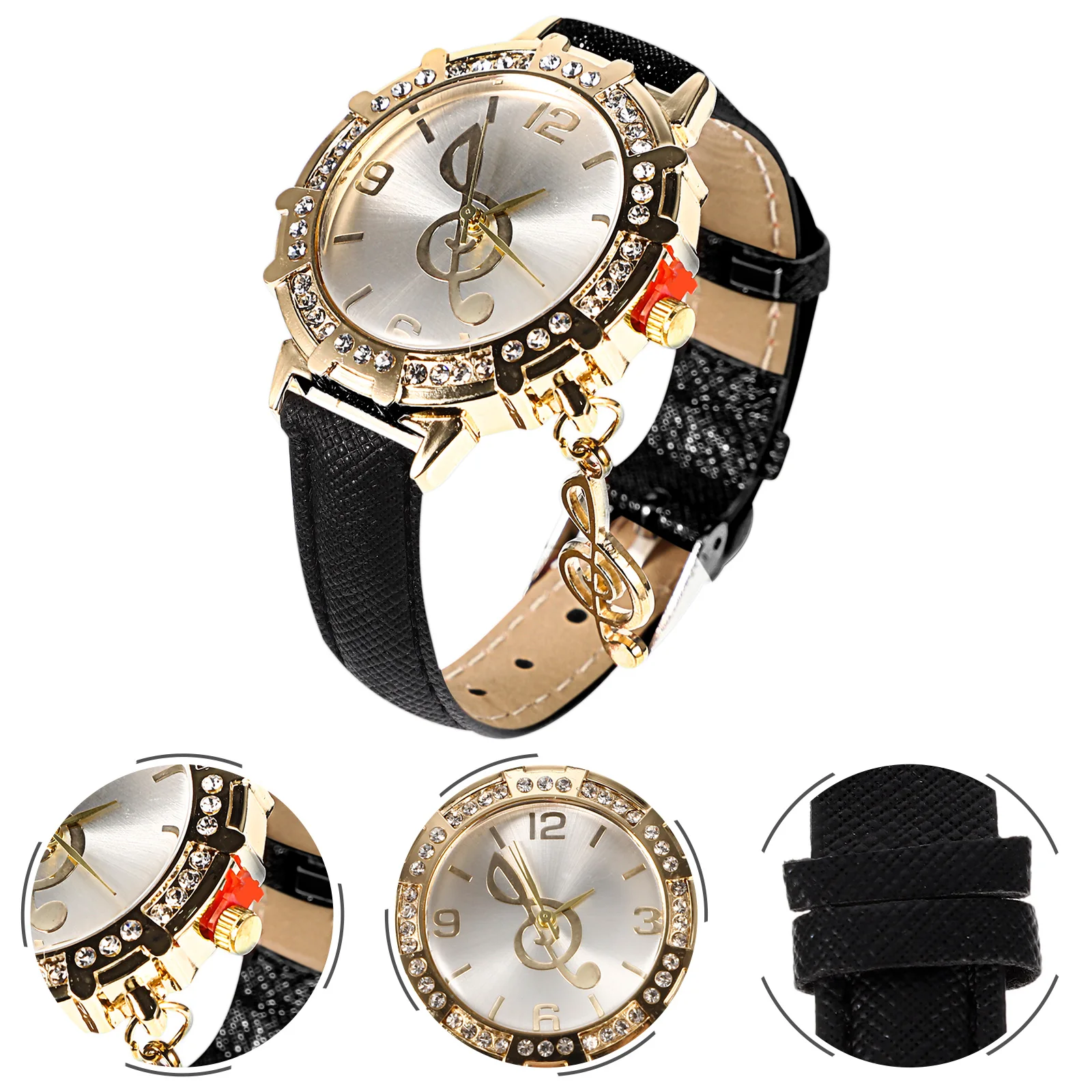 

Women Women's Diamond-set Watch Ladies Fashion Watches Wrist Black Mirror Material: Ordinary Glass