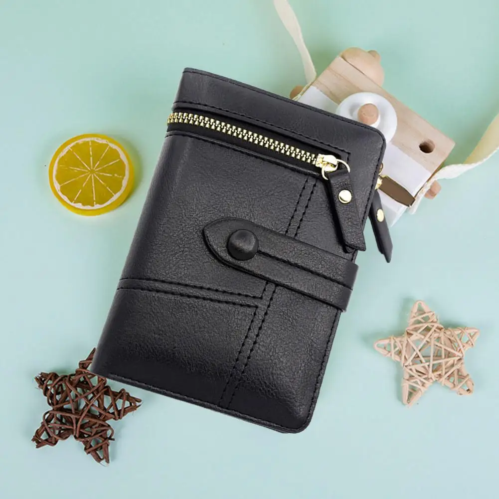 Short Wallet Three Folds Multi Slots Short Zipper Store Coins And Cards Fine Stitching Slim Simple Female Purse Women Accessory