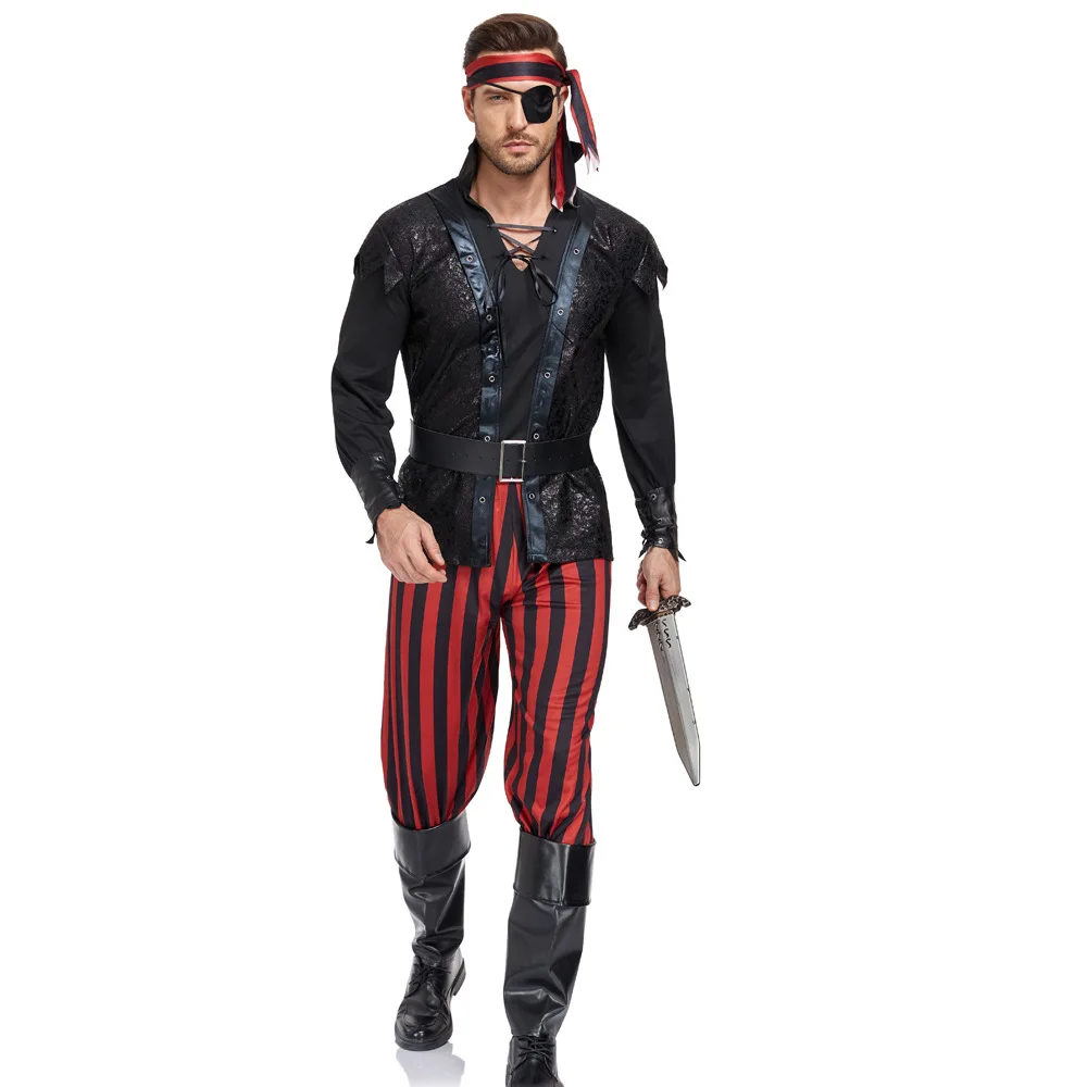 

Captain Jack Sparrow "Pirates Of The Caribbean" Cosplay For Men Including Pirate Headscarf Performance Set For Halloween