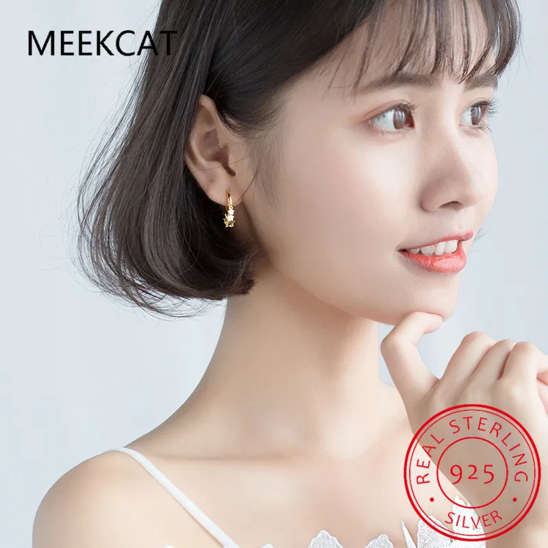 Real 925 Sterling Silver Multiple Star Tassel Hoop Earrings Huggies Aretes for Women Trendy Fine Jewelry Elegant Accessories