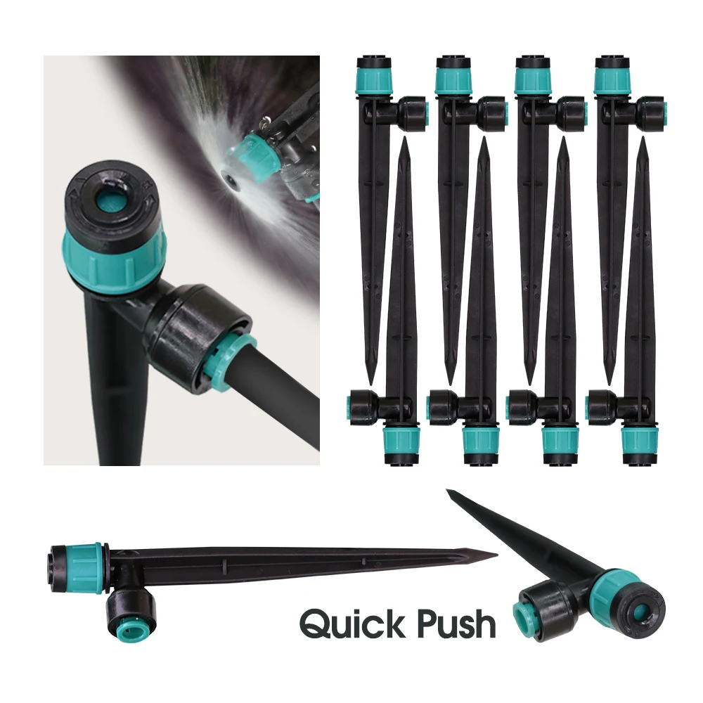 10PCS 14CM Garden Watering Drip Sprinkler Microspray Insert Ground Adjustable Full Round Mode 1/4 