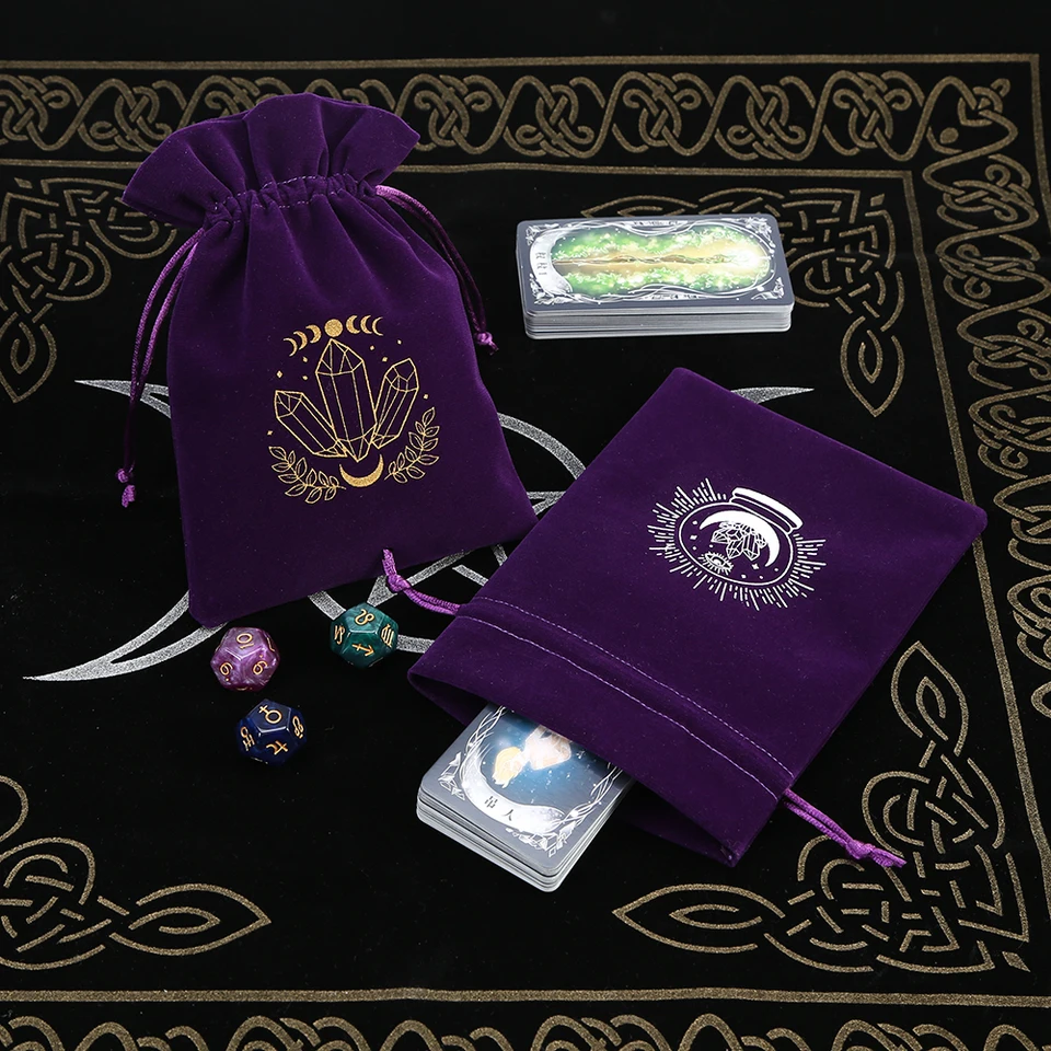Sac En Velours Pour Cartes De Tarot – 13x18 Cm, Cordon De Broderie, Protection Et Transport, Pour Astrologues Et Devins