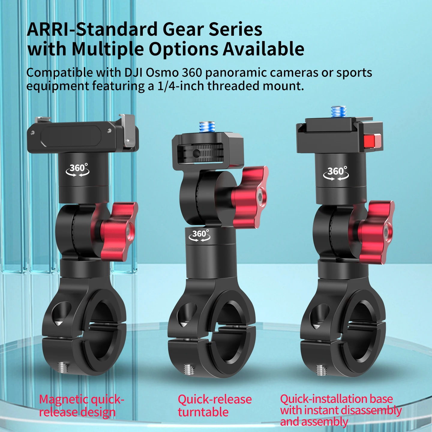 Dreh- und Neigungs-Fahrradlenker-Lenker-Dämpfungshalterung, Telefonhalter für Gopro 13, DJI Osmo 360 Action 6, 5, Insta360 GO Ultra