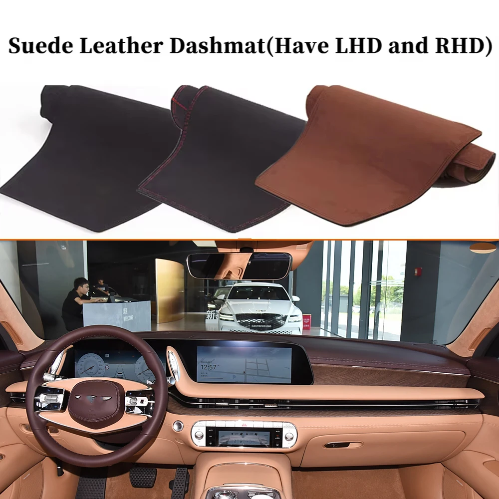 for Genesis G90 RS4 2ND 2021- 2025 2024 2023 2022 Suede Leather Dashmat Dashboard Cover Dash Mat Car-styling Accessories