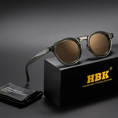 Imagen 2 del producto HBK gafas de sol polarizadas Retro para hombre, lentes TR90 TAC Vintage de alta calidad, gafas de sol redondas para mujer, gafas para conducir, para pescar y viajar